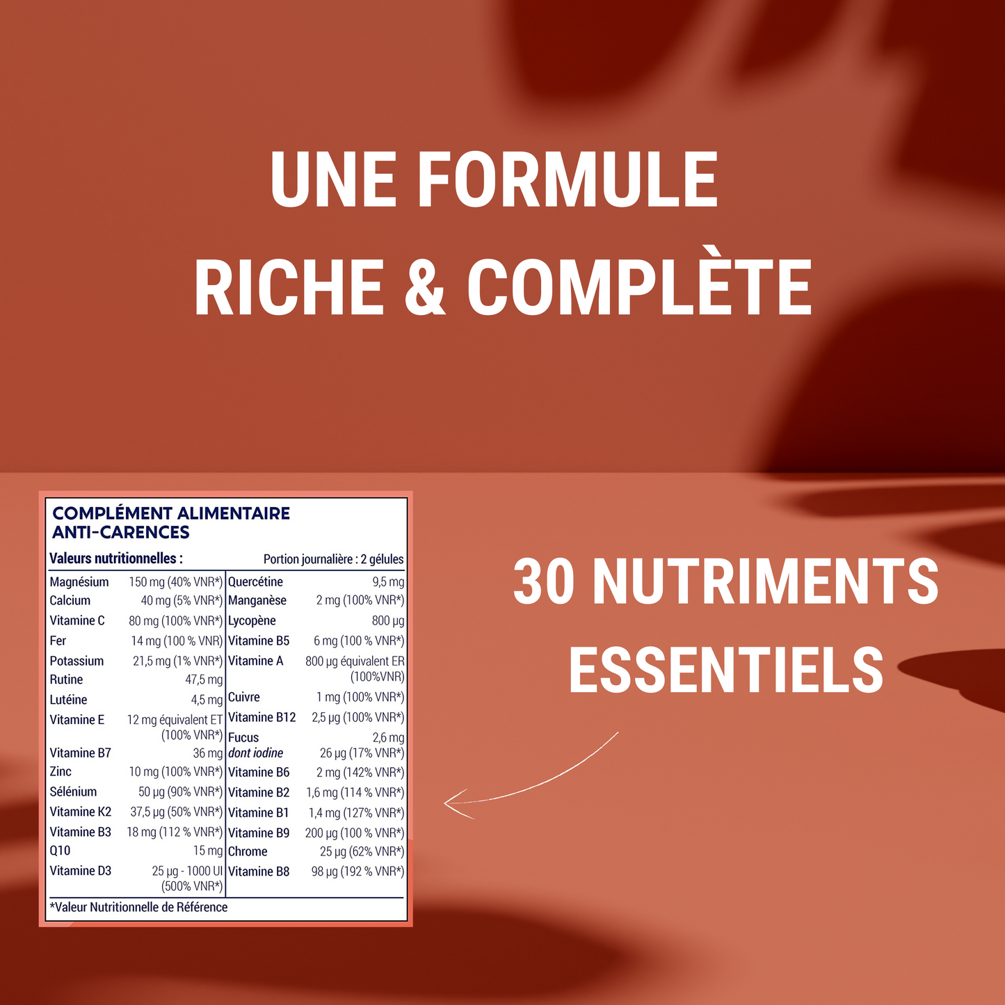 FORMULE MULTIVITAMINES et Minéraux 30 Nutriments