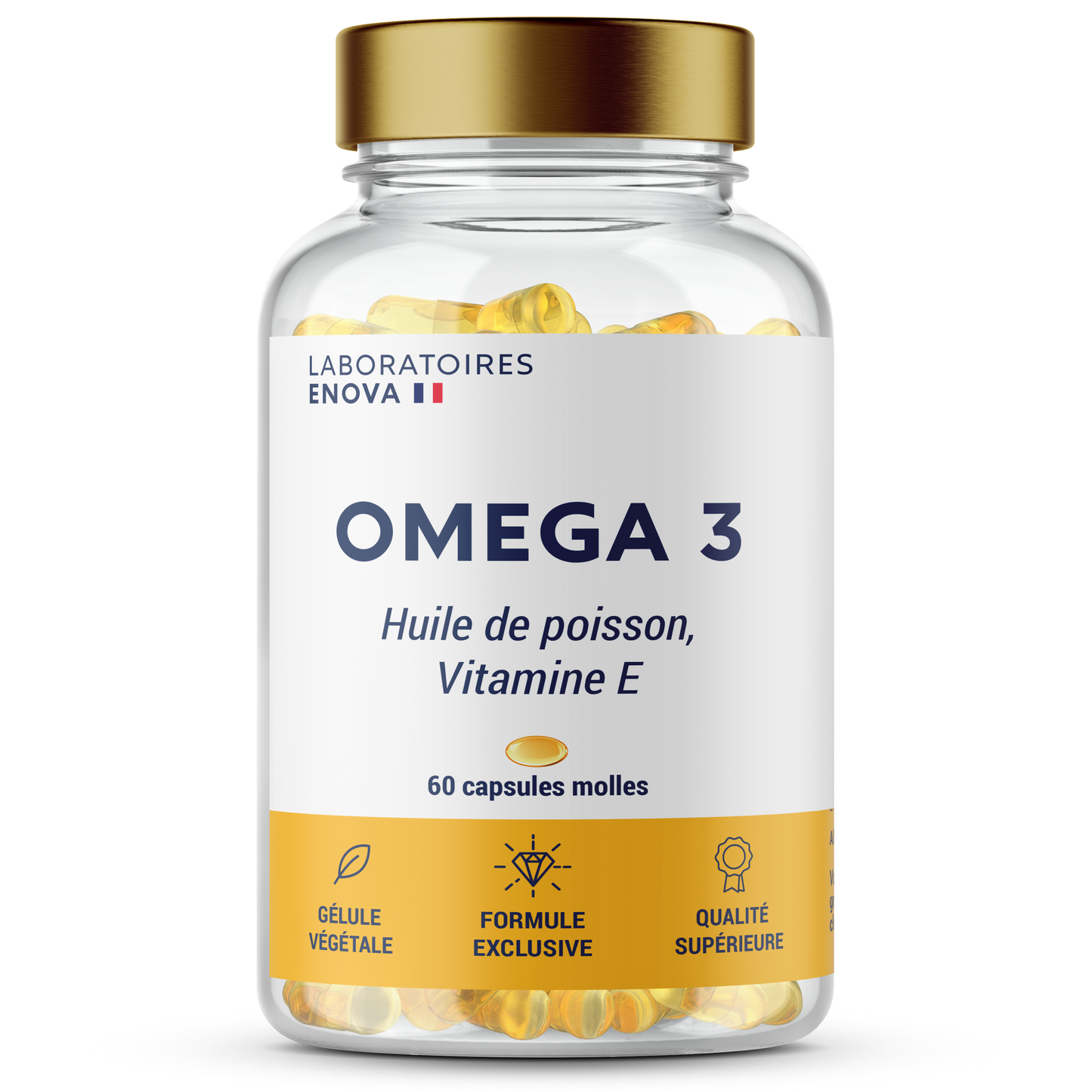 OMEGA 3 - Huile de poisson Ultra concentrée + Vitamine E - Vision, Cerveau, Cœur