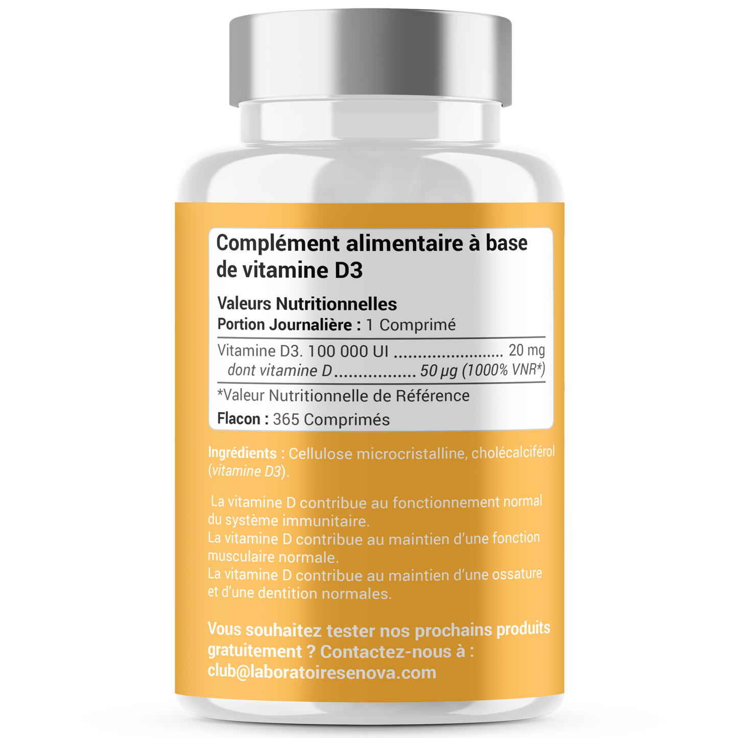 VITAMINE D3 - Immunité, Articulations, Os - 365 comprimés